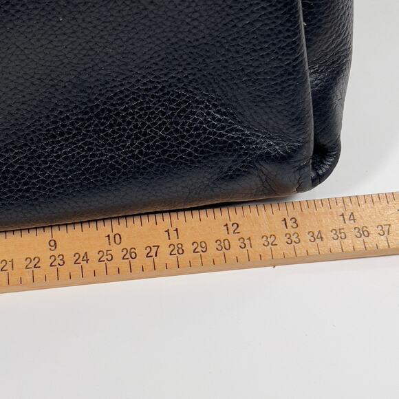 MICHAEL KORS TRISHA Large Black Leather Triple Compartment Gold Logo Tote Bag - Picture 1 of 16